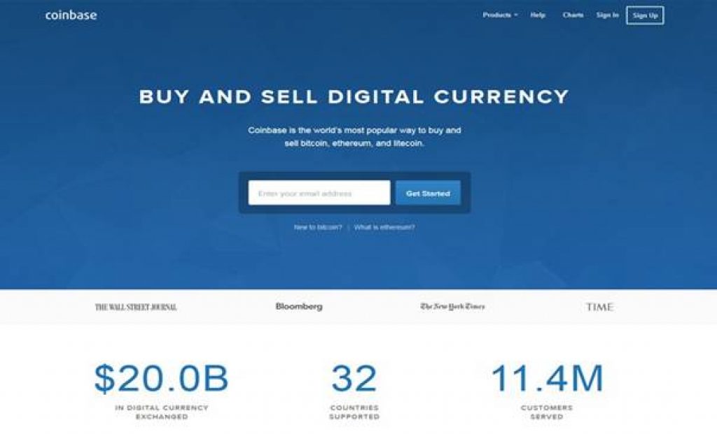 Coinbase homepage