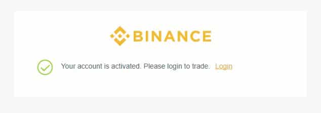 Binance activated