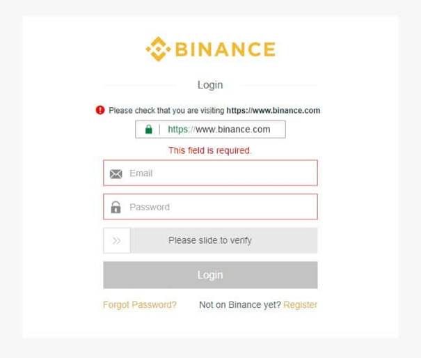 Binance login