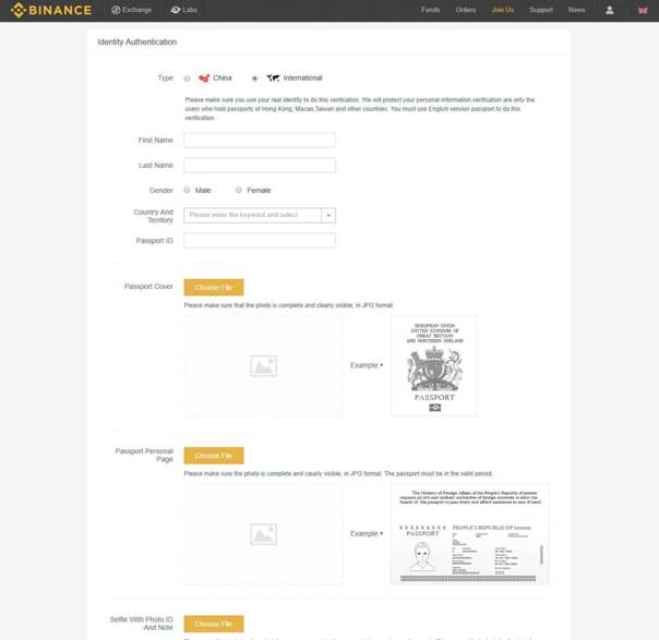 Binance account setup