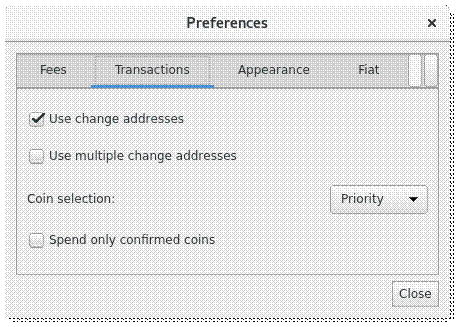 Preferences window