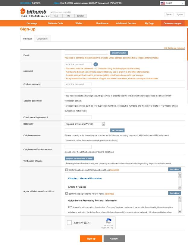 register Bithumb