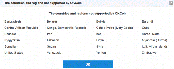 non-supported OKcoin countries