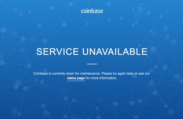  Coinbase downtime message