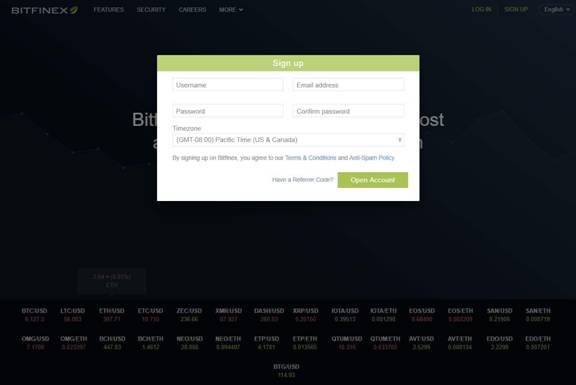 Bitfinex account