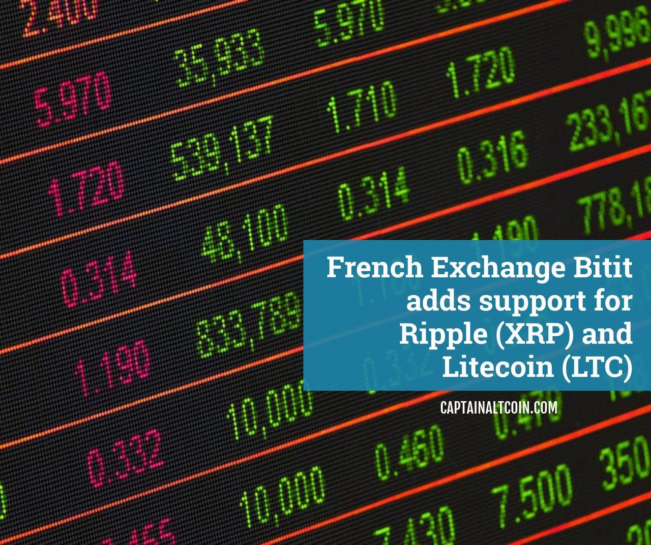 French Exchange Bitit adds support for Ripple (XRP) and Litecoin (LTC)