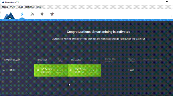 mining with Intel i7 2630 processor