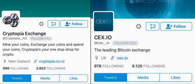 fake Cryptopia and CEX.IO