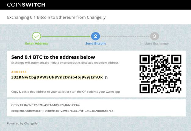 BTC address of the exchange