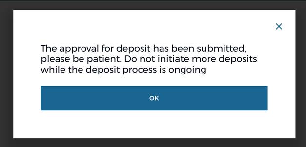 IDEX deposit approval
