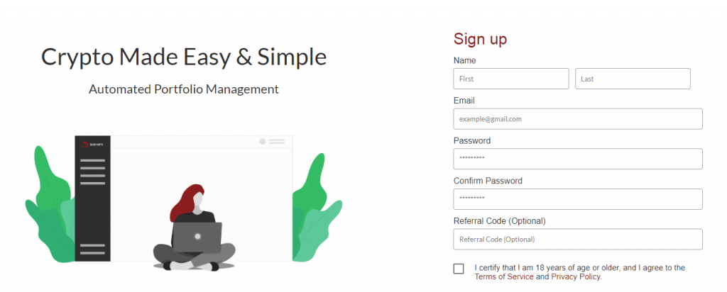 shrimpy signup