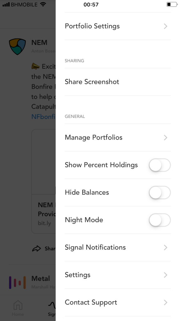 blockfolio settings