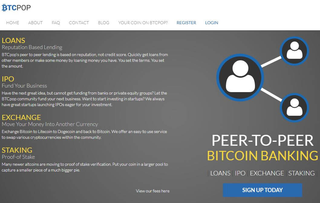 BTCPop Website Homepage