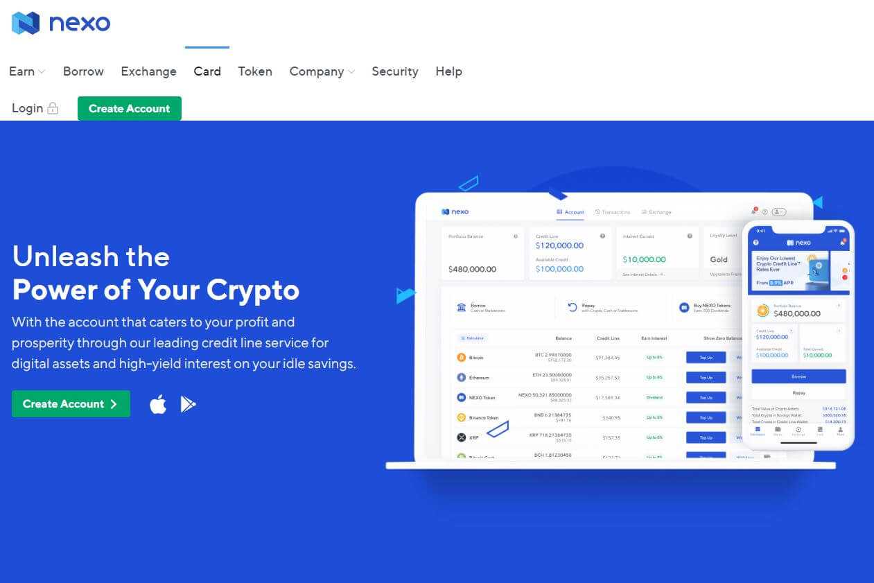 NEXO Website Homepage