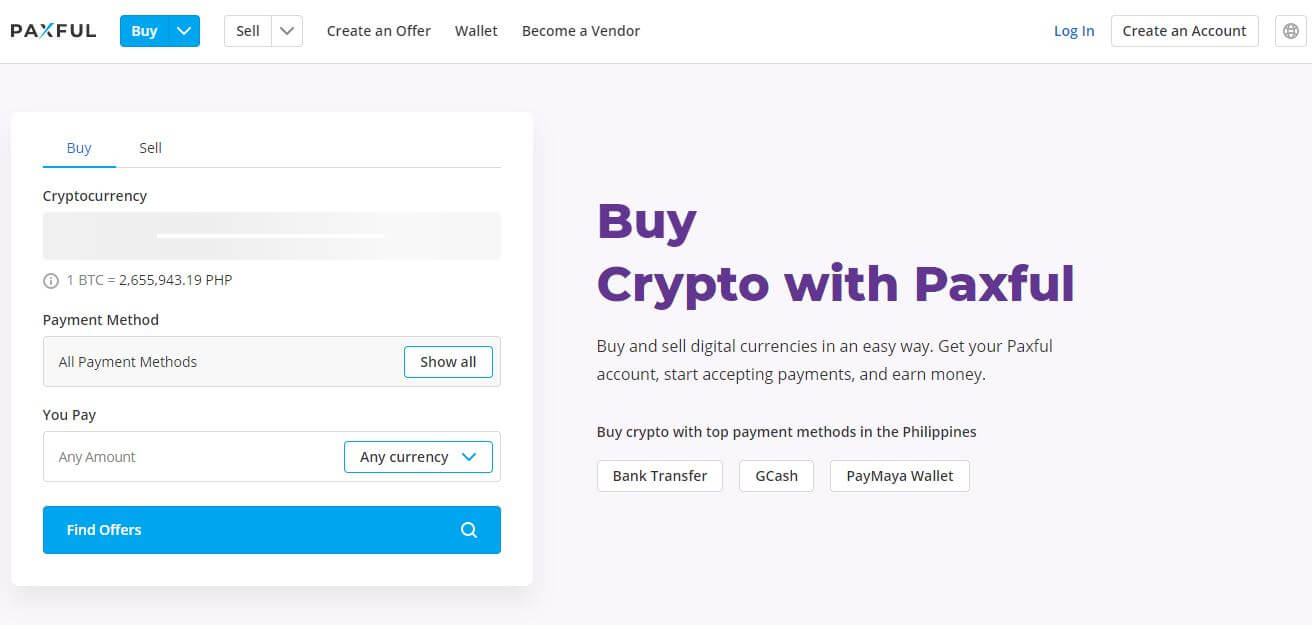 Paxful Website Homepage