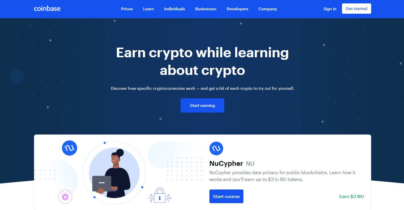 Coinbase offer free cryptocurrency to learn about cryptocurrencies