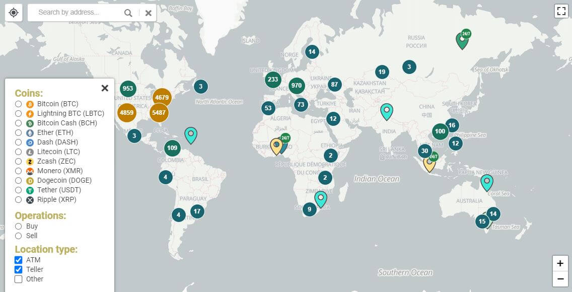 coinatmradar bitcoin ATM Map