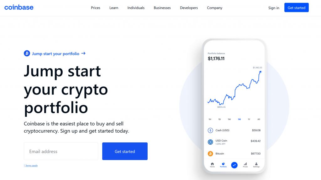 coinbase homepage