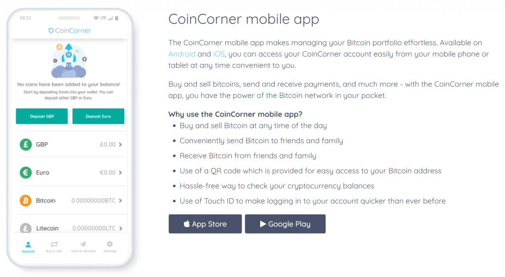 Coincorner mobile app