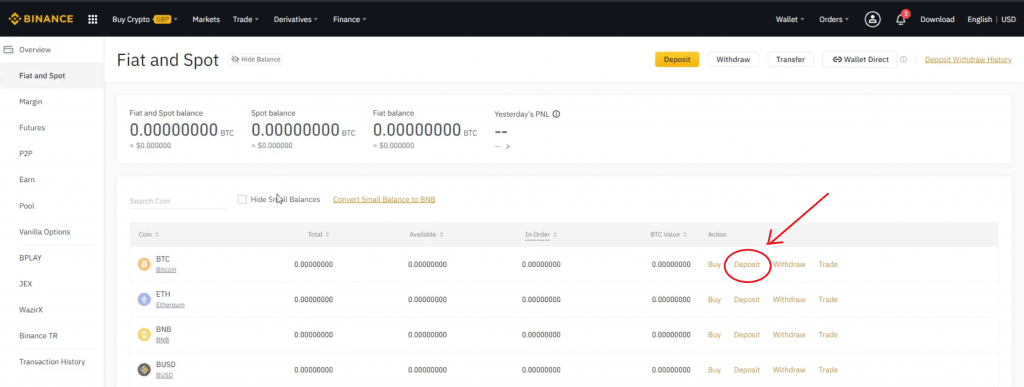 Fiat and spot binance