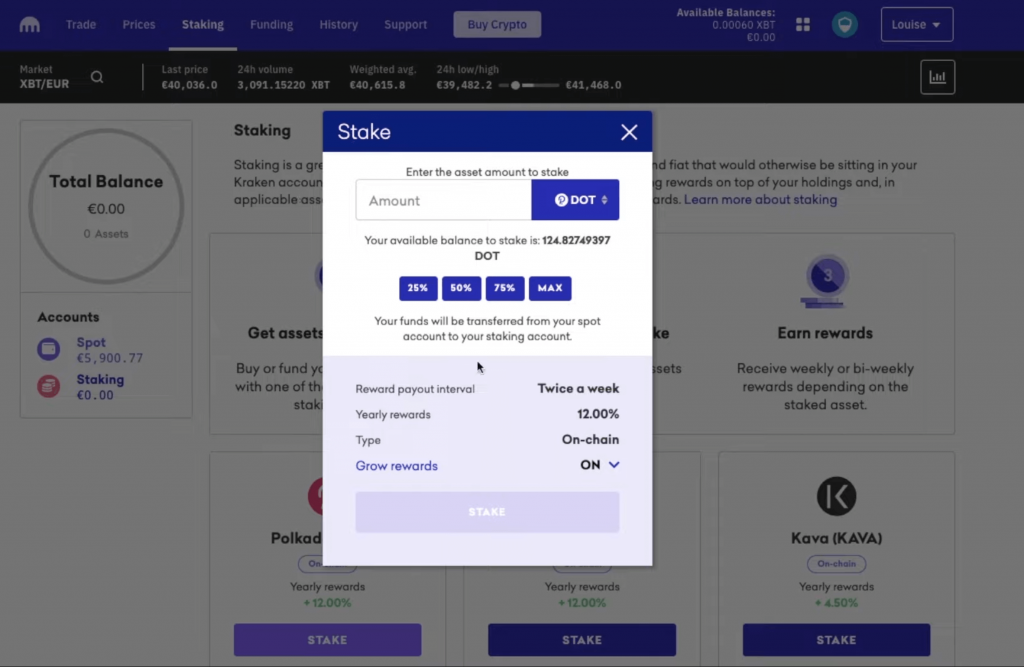 Kraken staking sida