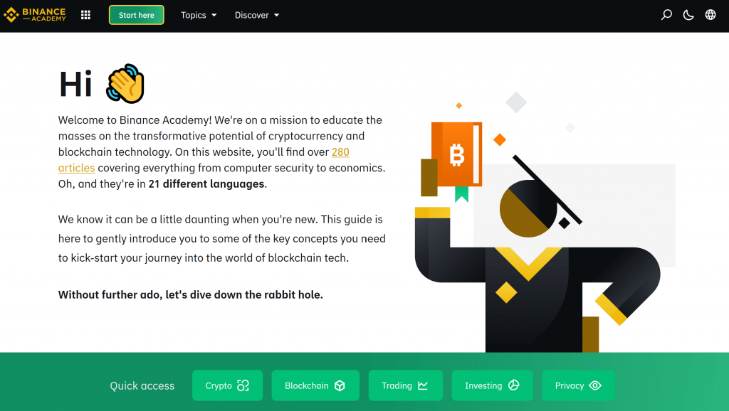 Binance academy page