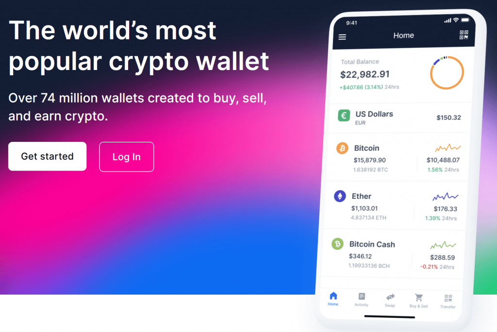 Blockchain crypto wallet sign up page