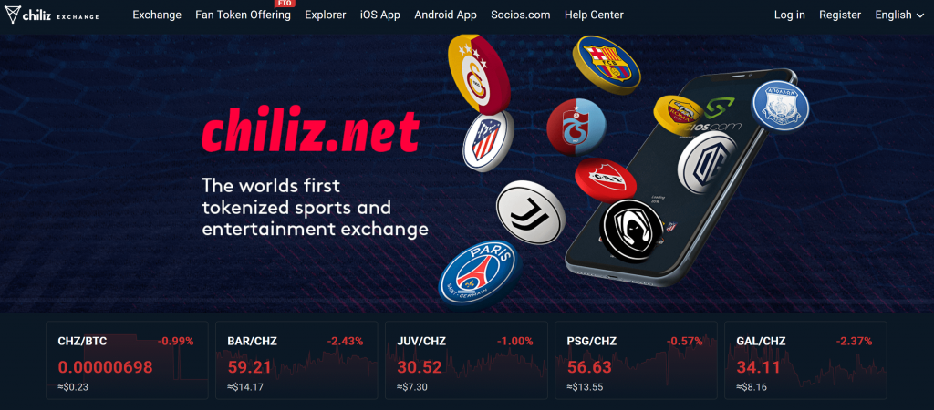 Chiliz Exchange homepage