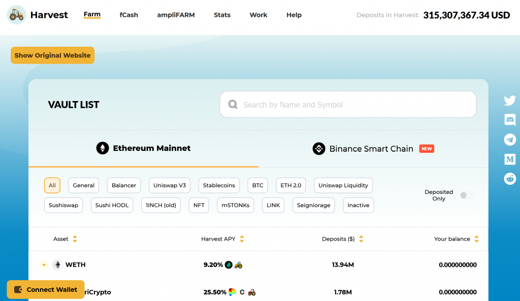 Harvest finance dashboard