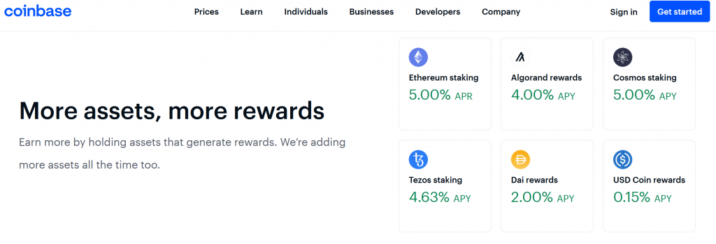 coinbase staking page