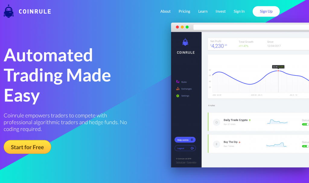 Coinrule homepage