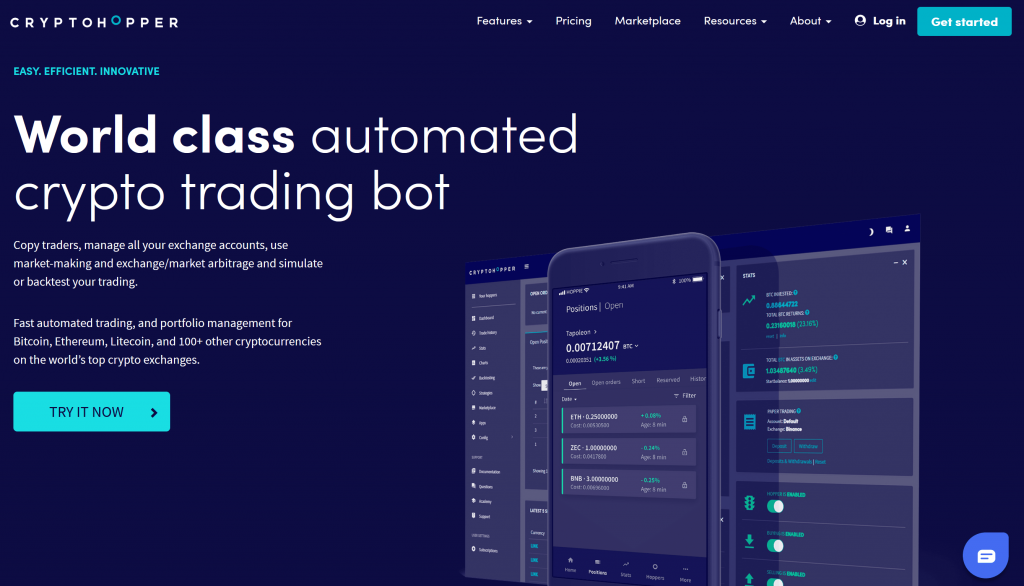 Cryptohopper homepage