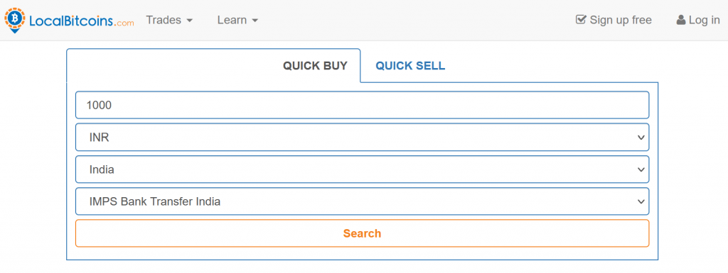 LocalBitcoins IMPS transfer