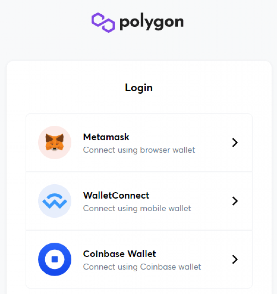 Polygon connecting a wallet
