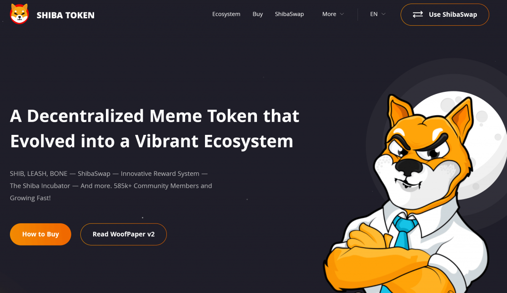 Shiba token homepage