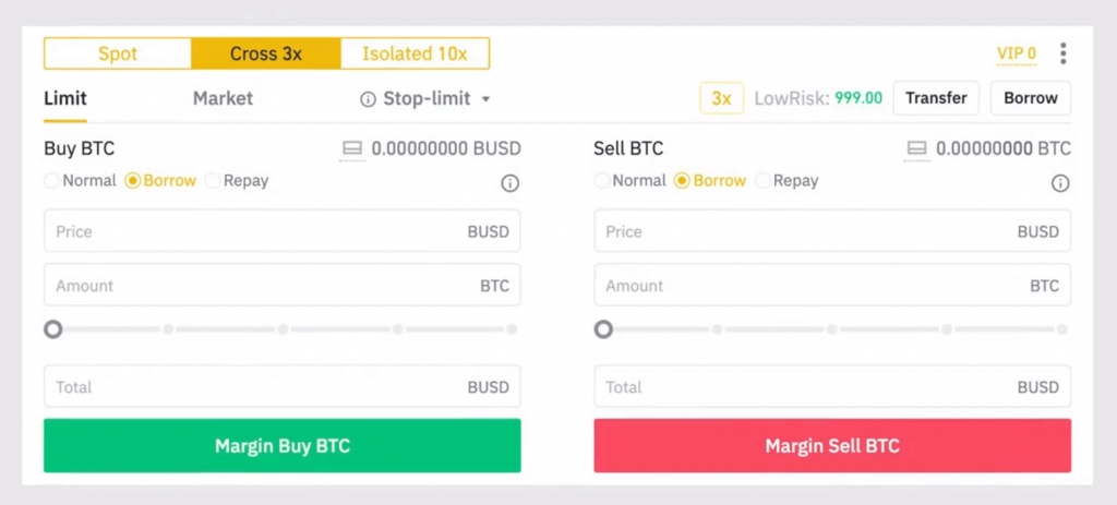 margin short binance