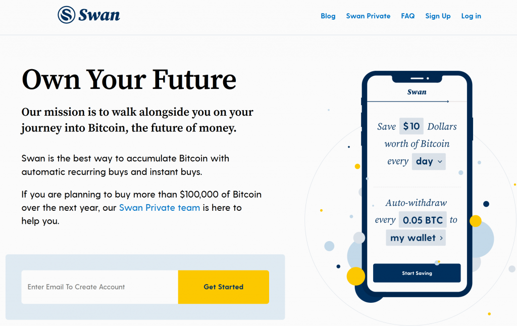 Swan Bitcoin homepage