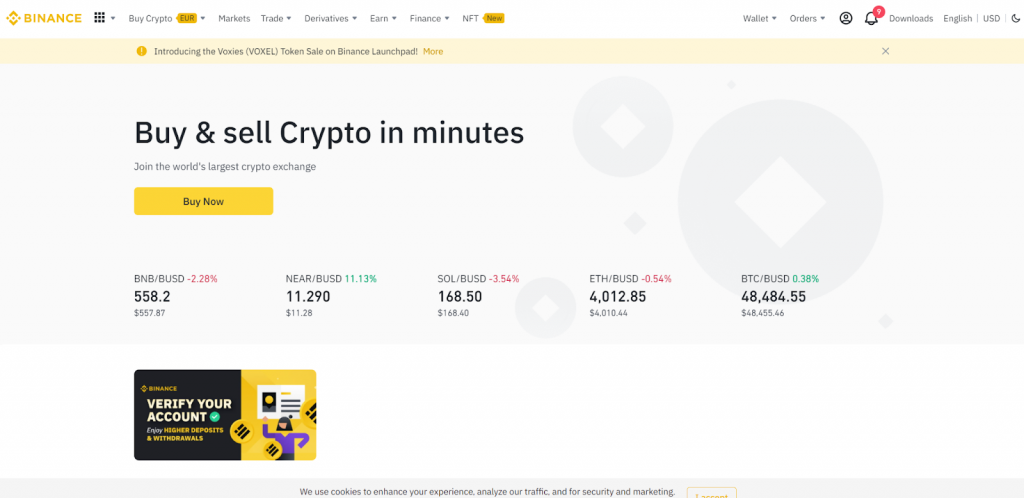 binance homepage