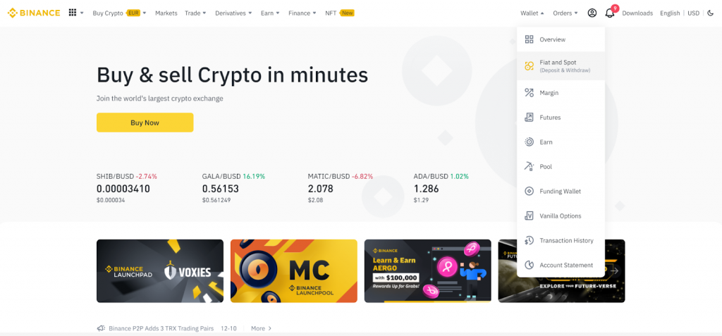 binance homepage