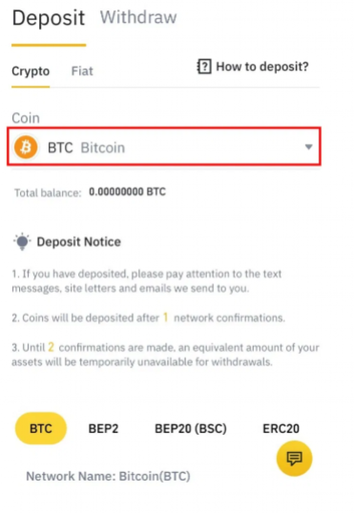 btc deposit address format