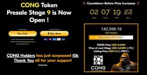 The Next Big Coin? CONG Token Presale Stage 9 Fulfills USD 140k in just 3 Days