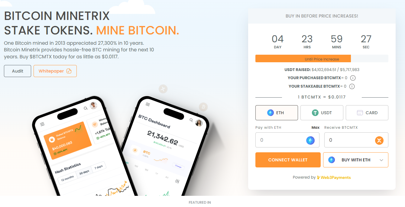 Why Have Investors Funded Over $4.1 Million Into Bitcoin Minetrix (BTCMTX)? Because Of Its Stake-To-Mine BTC Mining Feature