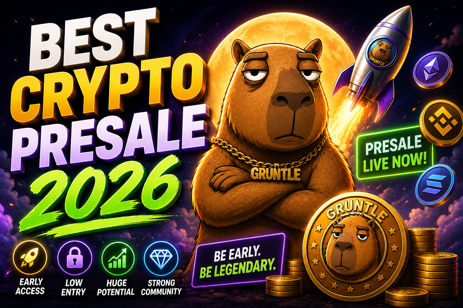 Best Crypto Presale 2026: $GRUNTLE Round 7 Nears 84% Filled While BNB Reaches $733