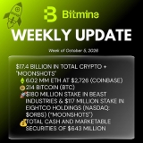 Bitmine Immersion Technologies (BMNR) Announces ETH Holdings Reach 6.02 Million Tokens, and Total Crypto and Total Cash & Marketable Securities Holdings of $17.4 Billion